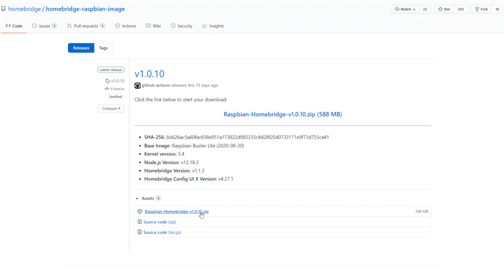 Homebridge image zip Datei GitHub