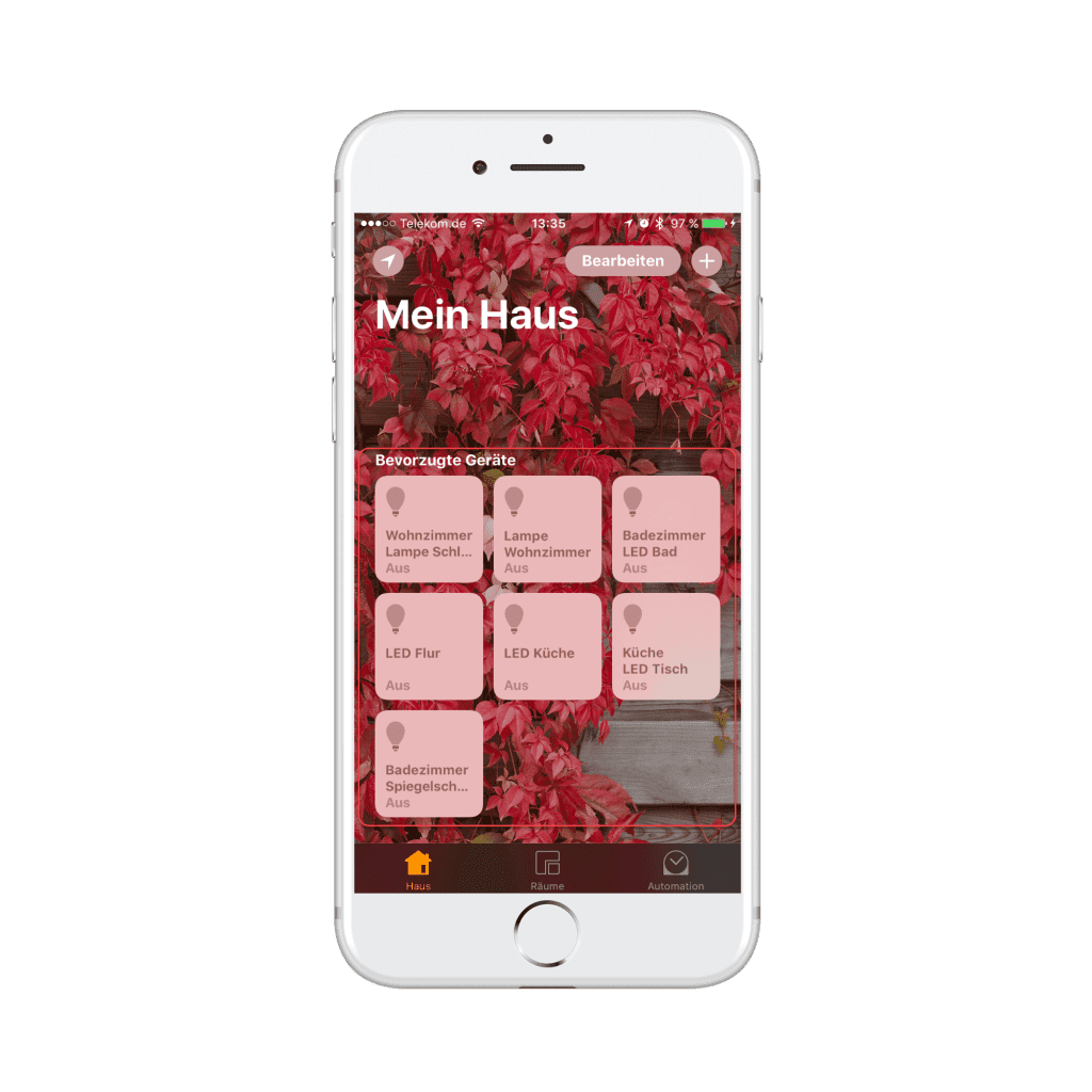 HomeKit "Mein Haus" Ansicht mit den ioBroker Geräten