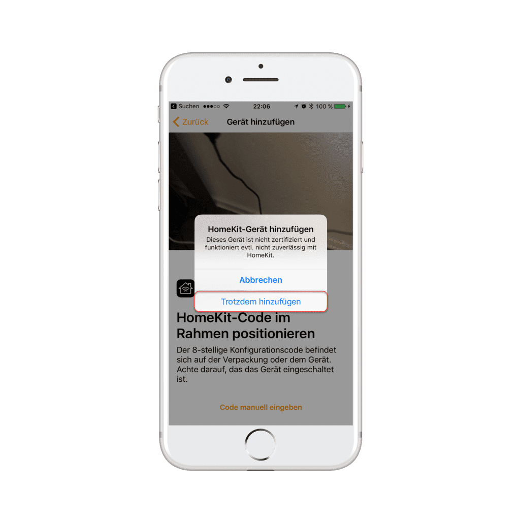 HomeBridge Trotzdem hinzufügen