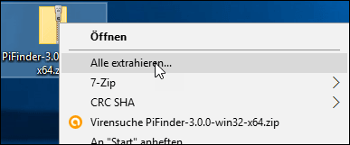 Zip Datei Rechtsklickmenü Alle extrahieren