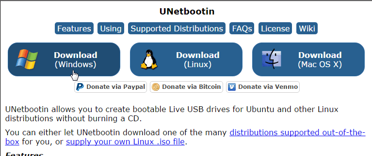 Unetbootin Download Seite