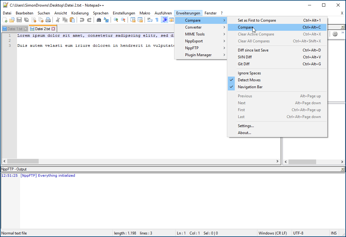 Textdateien vergleichen Mit Notepad++ Dateien vergleichen