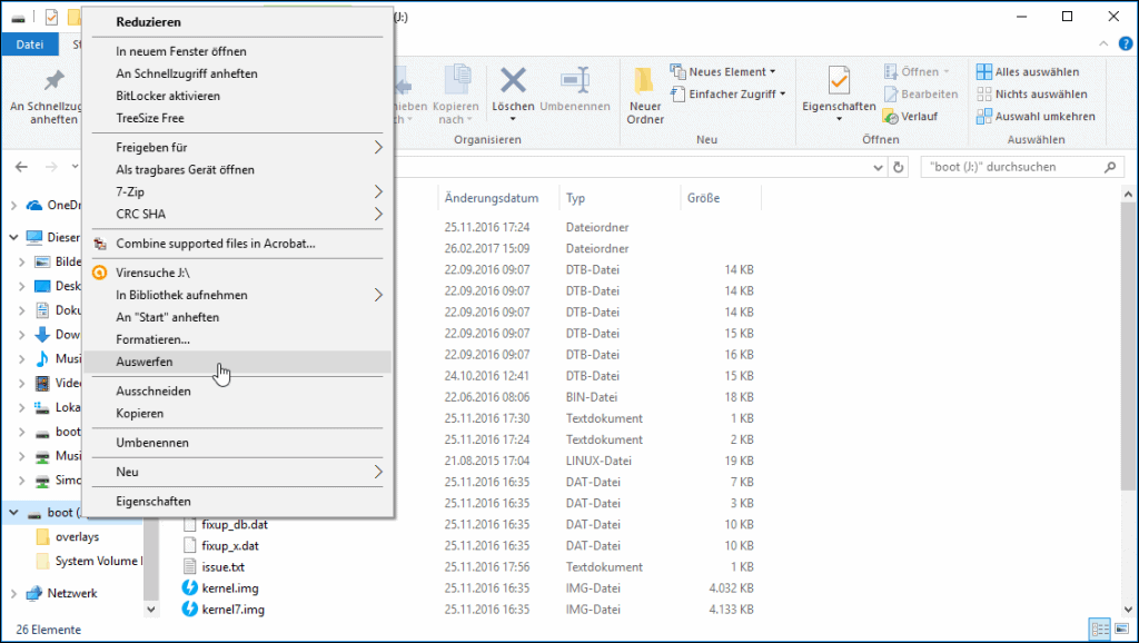 Windows Explorer SD Karte auswerfen