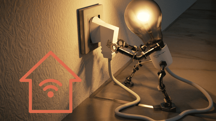 Smart Home Licht steuern mit Bild einer Glühbirne und eines Connected Home