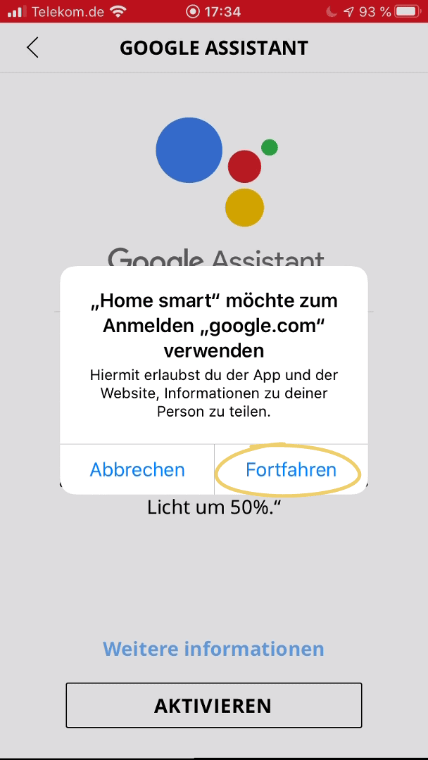 IKEA Home Smart Google Verwendung zustimmen