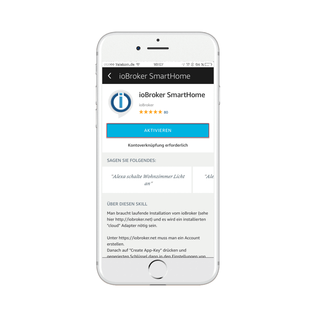 Alexa App ioBroker Skill aktivieren