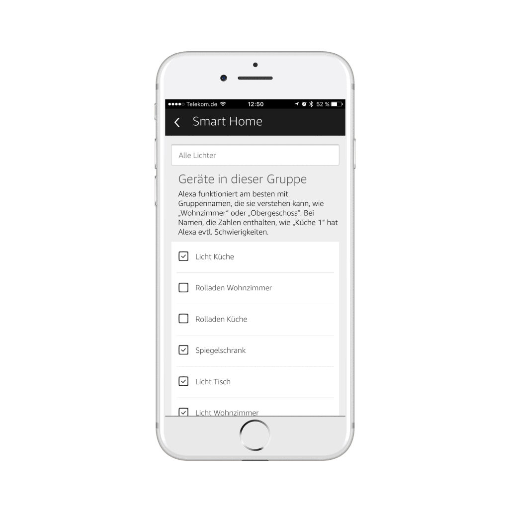 Alexa Smart Home Gruppe Geräte hinzufügen