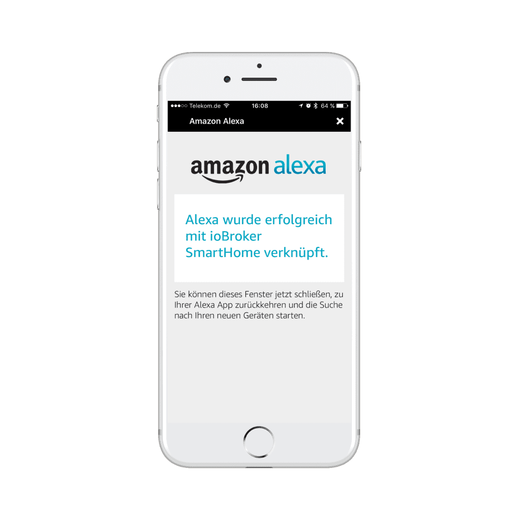 Alexa Smart Home wurde erfolgreich mit ioBroker verknüpft
