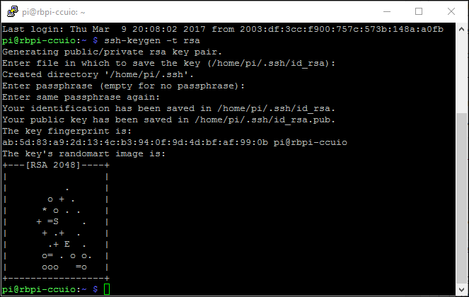 Erstellung der Keys auf dem Zielsystem in Putty