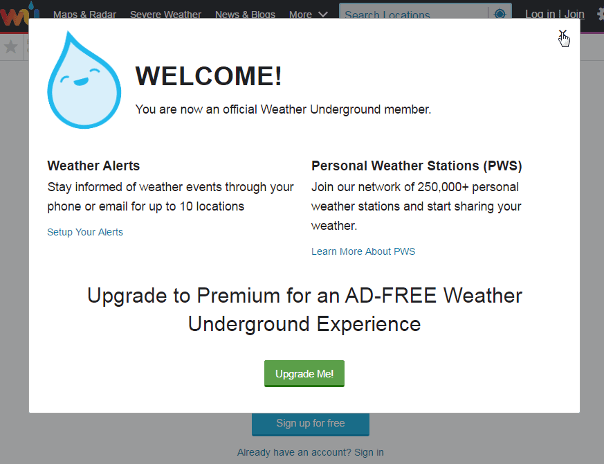 www.wunderground.com Welcome schließen