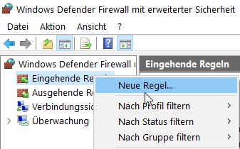 Neue Firewall Regel in Windows 10 anlegen