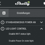 Shelly App Einstellungen um Indikator-Licht zu deaktivieren