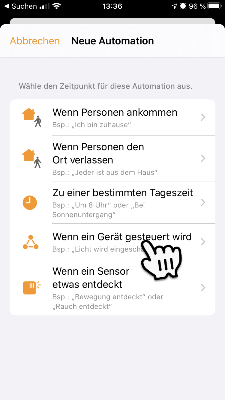 Auslöser auswählen