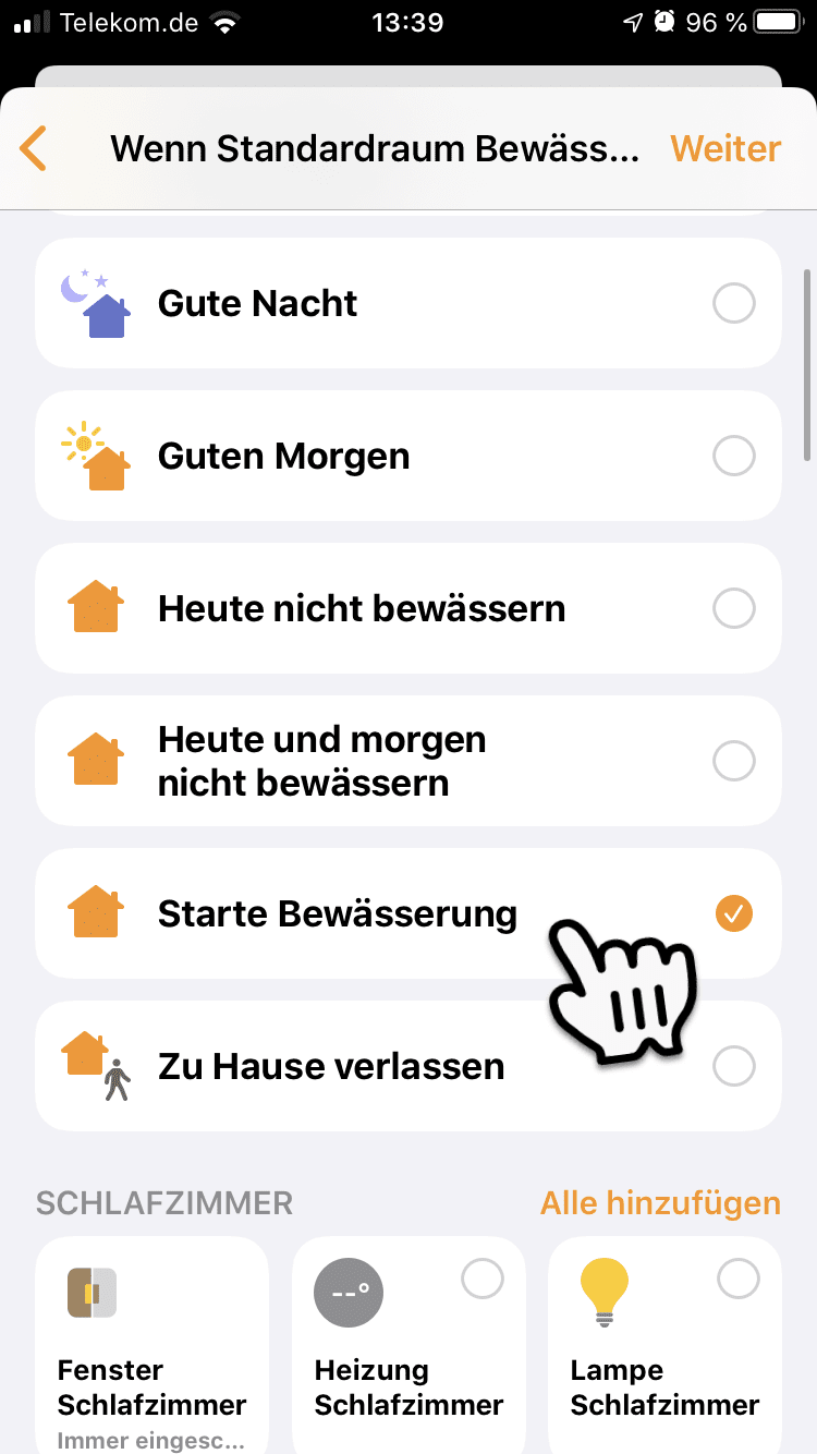 Automation ergebnis auswählen