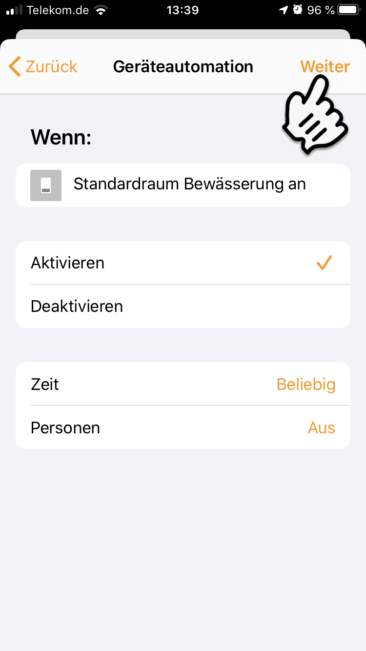 Bedingungen für iOS Automation wählen