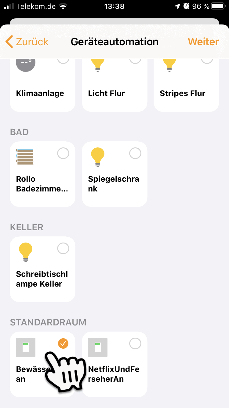 Dummy Switch Bewässerung an wählen