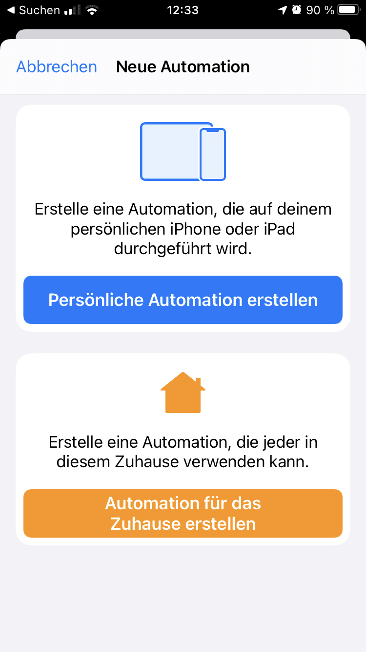 Kurzbefehle Automation erstellen