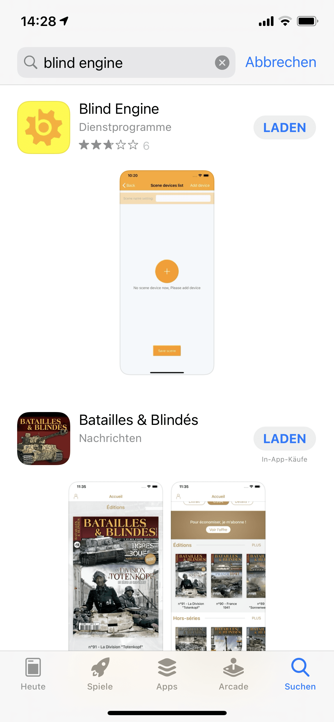 Blind Engine App im App Store