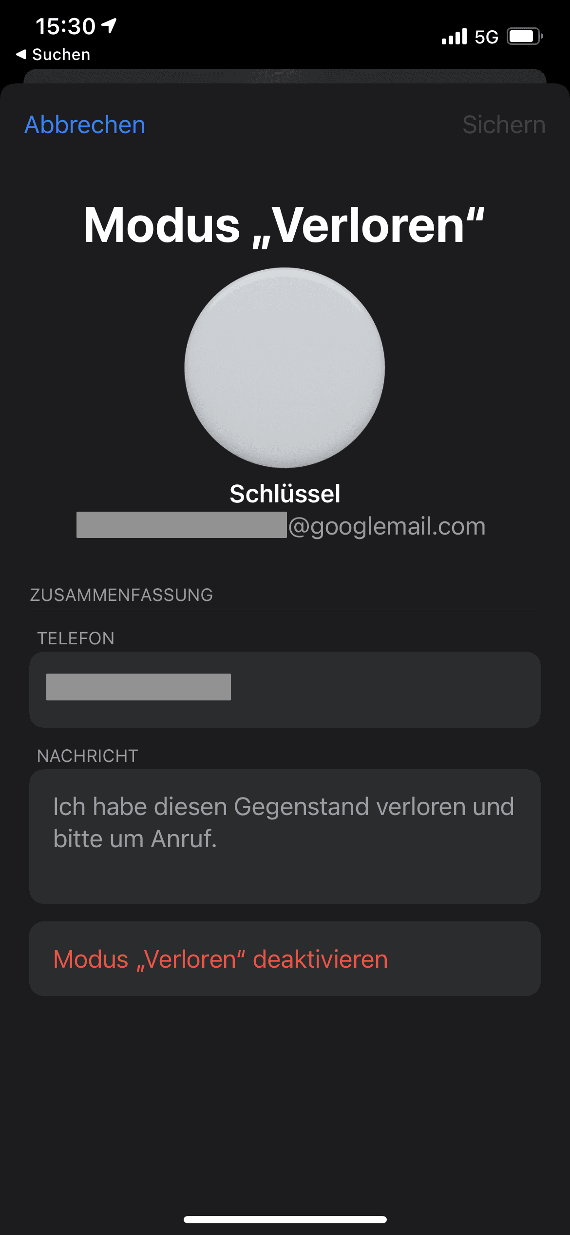 Modus Verloren Zusammenfassung der aktivierung