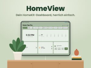 HomeView Dashboard-App auf einem an der Wand montierten iPad