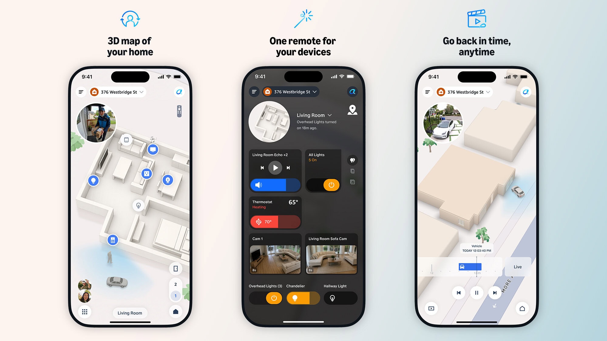 Alexa Home Map: interaktive 3D-Karte des Zuhauses auf drei Smartphones