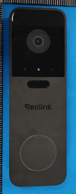 Reolink Video Doorbell SE von vorne: Kamera oben, PIR-Sensor, Reolink-Schriftzug und runder Klingelknopf